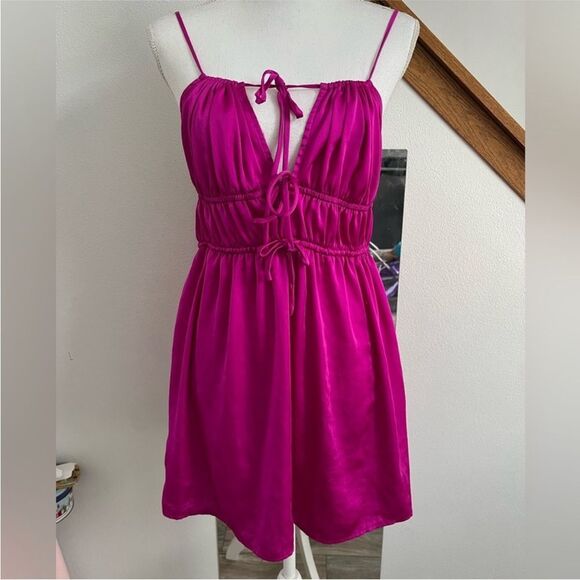 Free People Size Medium M Meant to Be Magenta Orchid Mini Dress OB1413126 - Picture 5 of 11